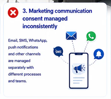 Marketing communication consent managed inconsistently