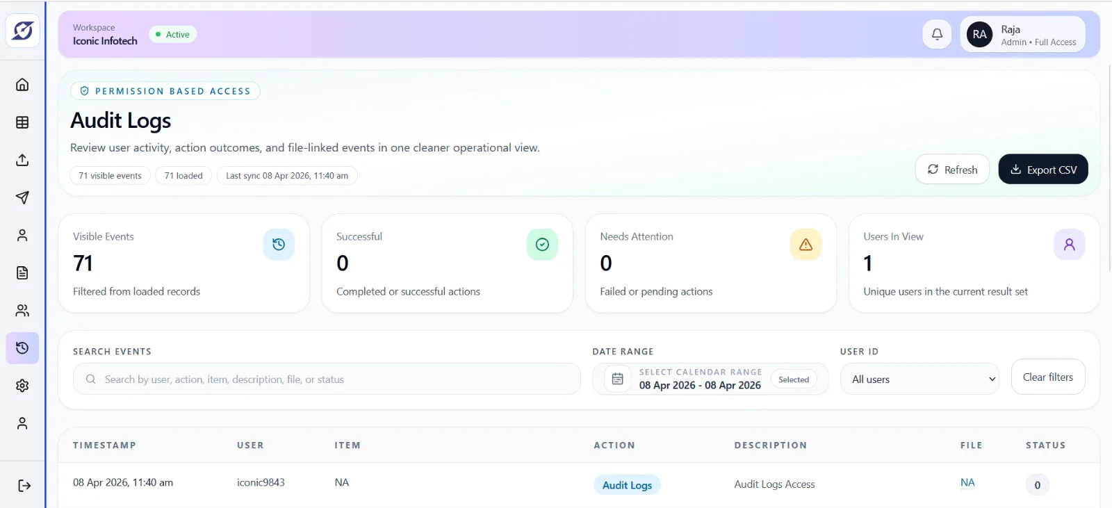 Audit trail preview